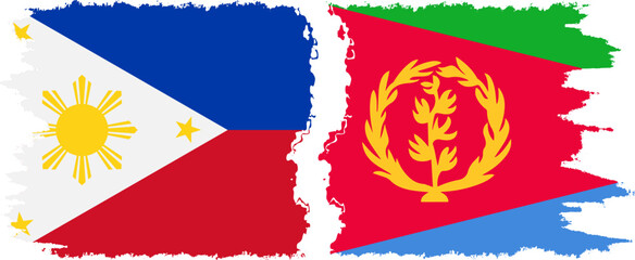 Eritrea and Philippines grunge flags connection vector
