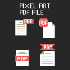 this is pdf  file icon in pixel art with simple color and black background ,this item good for presentations,stickers, icons, t shirt design,game asset,logo and project.