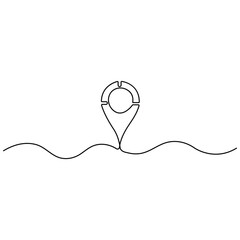 Continuous one line art drawing map point location business vector 