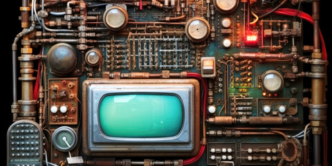 Fototapeta premium Industrial steampunk theme background