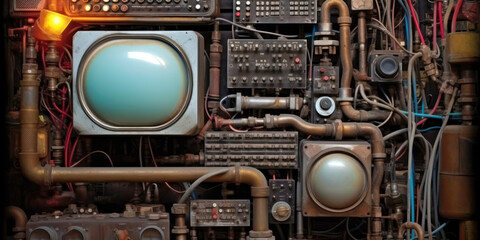 Fototapeta premium Industrial steampunk theme background