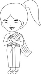 Asian Thai Girl Smile Happy Face Say Hi Illustration