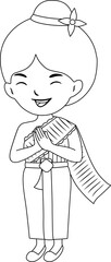 Asian Thai Girl Smile Happy Face Say Hi Illustration