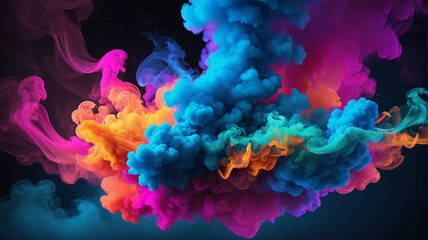 Colorful smoke clouds on black background