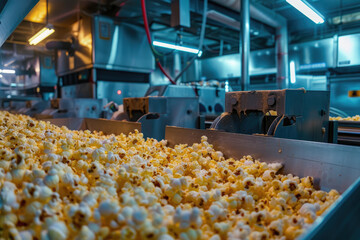 popcorn Production Line. Industrial food production plant indoors