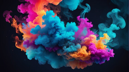 Colorful smoke clouds on black background