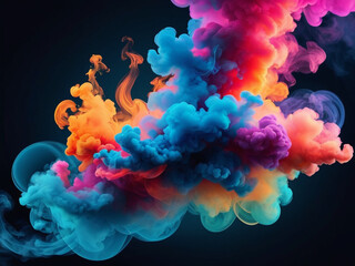 Colorful smoke clouds on black background