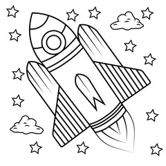 Rocket outline drawing coloring book page
