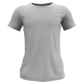 Close up view blank white men's tshirt for mannequin isolated on plain background.