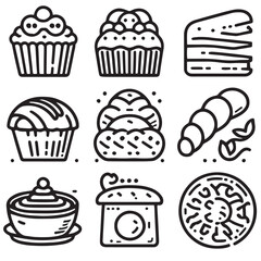set of icons of cakes