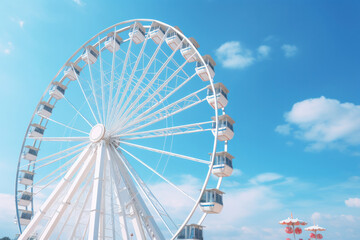 A serene ferris wheel against a clear blue sky, symbolizing joy - AI Generative.