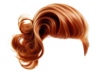 Stylish hair wig with trendy design isolated on background, front view, fashionable hairstyle concept.
