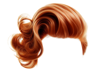 Stylish hair wig with trendy design isolated on background, front view, fashionable hairstyle concept.