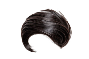 Stylish hair wig with trendy design isolated on background, front view, fashionable hairstyle concept.