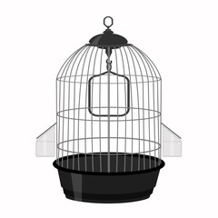 Bird cage empty,isolated on white background.Vector illustration of a home for your pet.