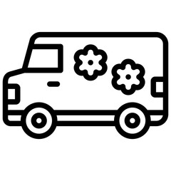 delivery truck icon illustration design with outline