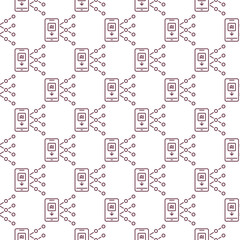 Obraz premium AI - Artificial Intelligence in Smartphone vector Mobile Technology seamless pattern in thin line style