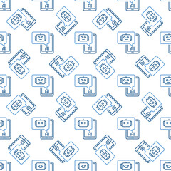 AI Chatbot in Smartphone vector linear seamless pattern