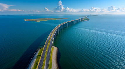 Aerial Wonder: Oresund Bridge and Tunnel Point Captured from Above, Unveiling Spectacular Views