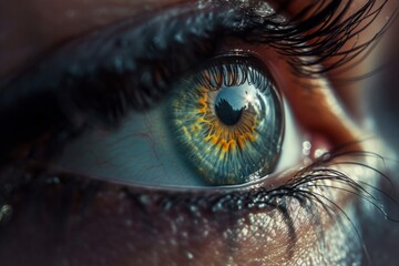 Close-up people eye detailed. Generative AI technology