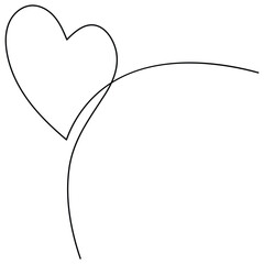 Valentines day heart shape continuous single line art drawing outline vector 