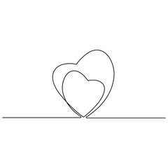 Valentines day heart shape continuous single line art drawing outline vector 
