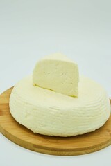 Paneer or tofu milk cheese. The product is ready to use. White background.
