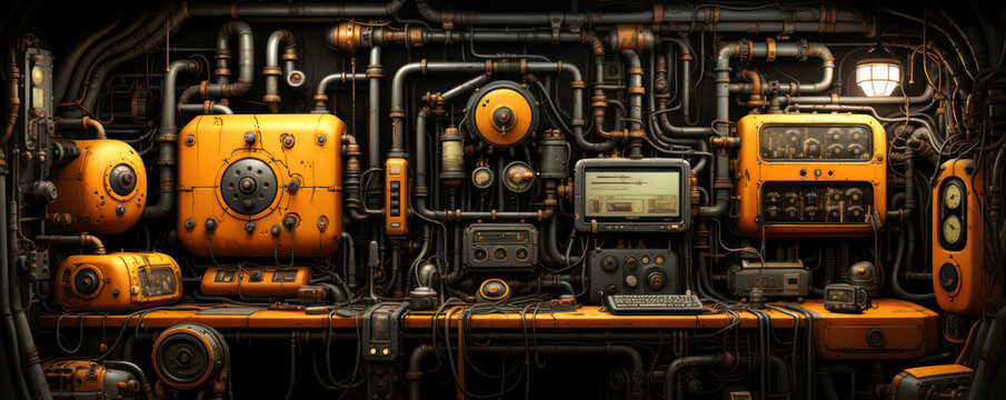 Industrial steampunk theme background