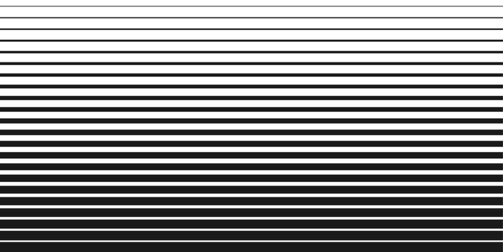 Half tone line pattern. Faded halftone black lines. Fading gradient background. Horizontal abstract geometric texture with parallel stripes. Gradient pattern. Vector illustration on white background.