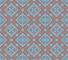 Japanese Cross Flower Diamond Vector Seamless Pattern