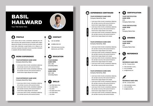 Black And White Resume Layout