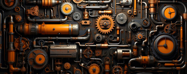 Industrial steampunk theme background