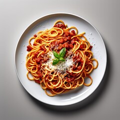 Delicious spaghetti served on a white plate