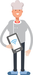 Chef Character Holding Smartphone
