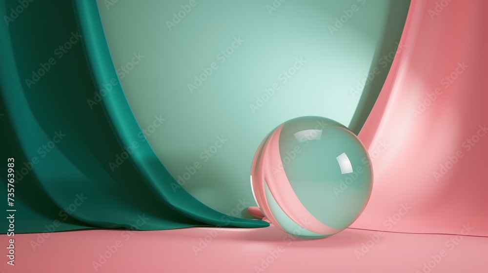 Poster abstract mint and pink 3d background