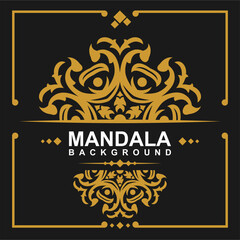 Golden frame with mandala art background