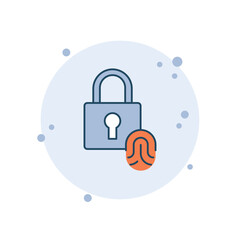 Cartoon touch id icon vector illustration. Fingerprint with lock on isolated background. Biometric identification sign concept.