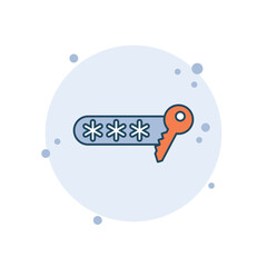 Cartoon password key icon vector illustration. Key word on bubbles background. Login sign concept.