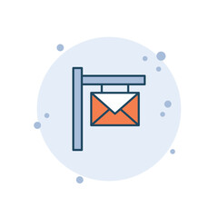 Cartoon postal box icon vector illustration. Mail box on bubbles background. Letter sign concept.