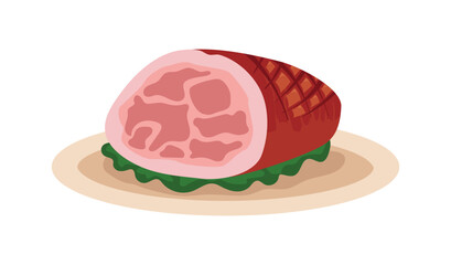 Juicy Ham on Tray Vector Design on white background