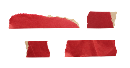 Adhesive torn paper tape set cut out on transparent background