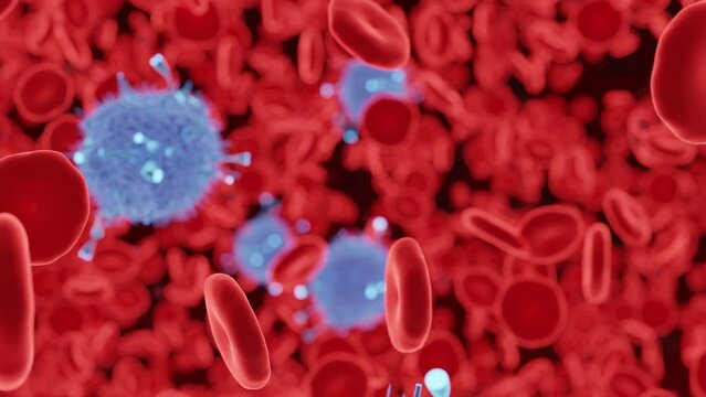 Virus and red cells flyby
