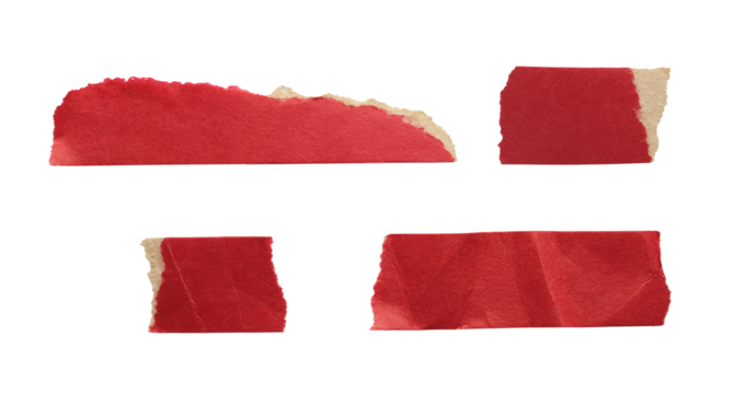Adhesive torn paper tape set cut out on transparent background
