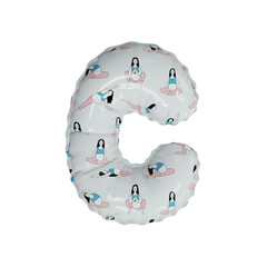 3D simplistic letter pattern helium balloon letter C
