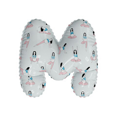 3D simplistic letter pattern helium balloon letter M