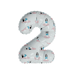 3D simplistic letter pattern helium balloon number 2