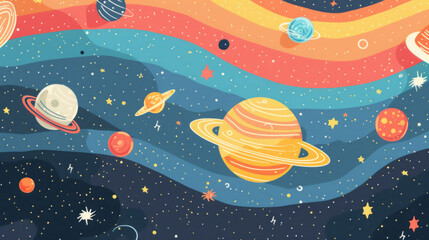 Playful Horizons: Colorful Kids Space Wallpaper