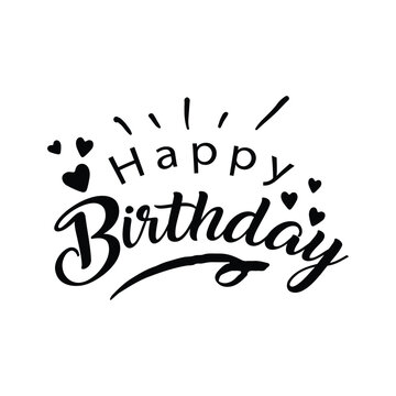Happy Birthday Calligraphy Greeting Card. Vector Illustration. Handwritten inscription isolated on white background
