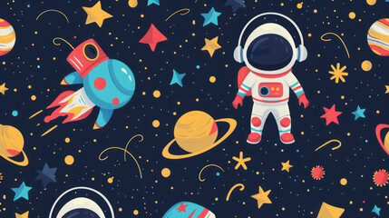 Playful Horizons: Colorful Kids Space Wallpaper