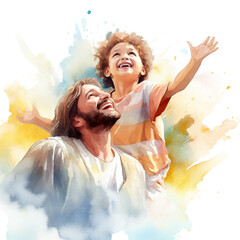 Watercolor print of Jesus, couple dancing in studio